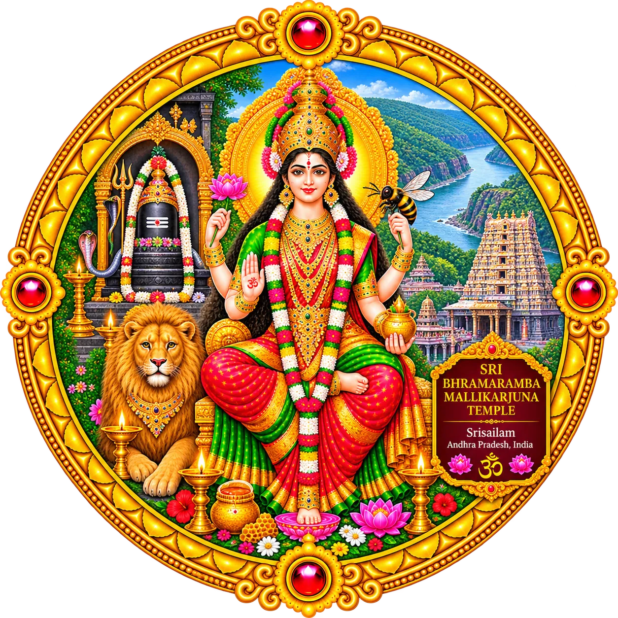 Goddess Bhramaramba Devi Center Medallion
