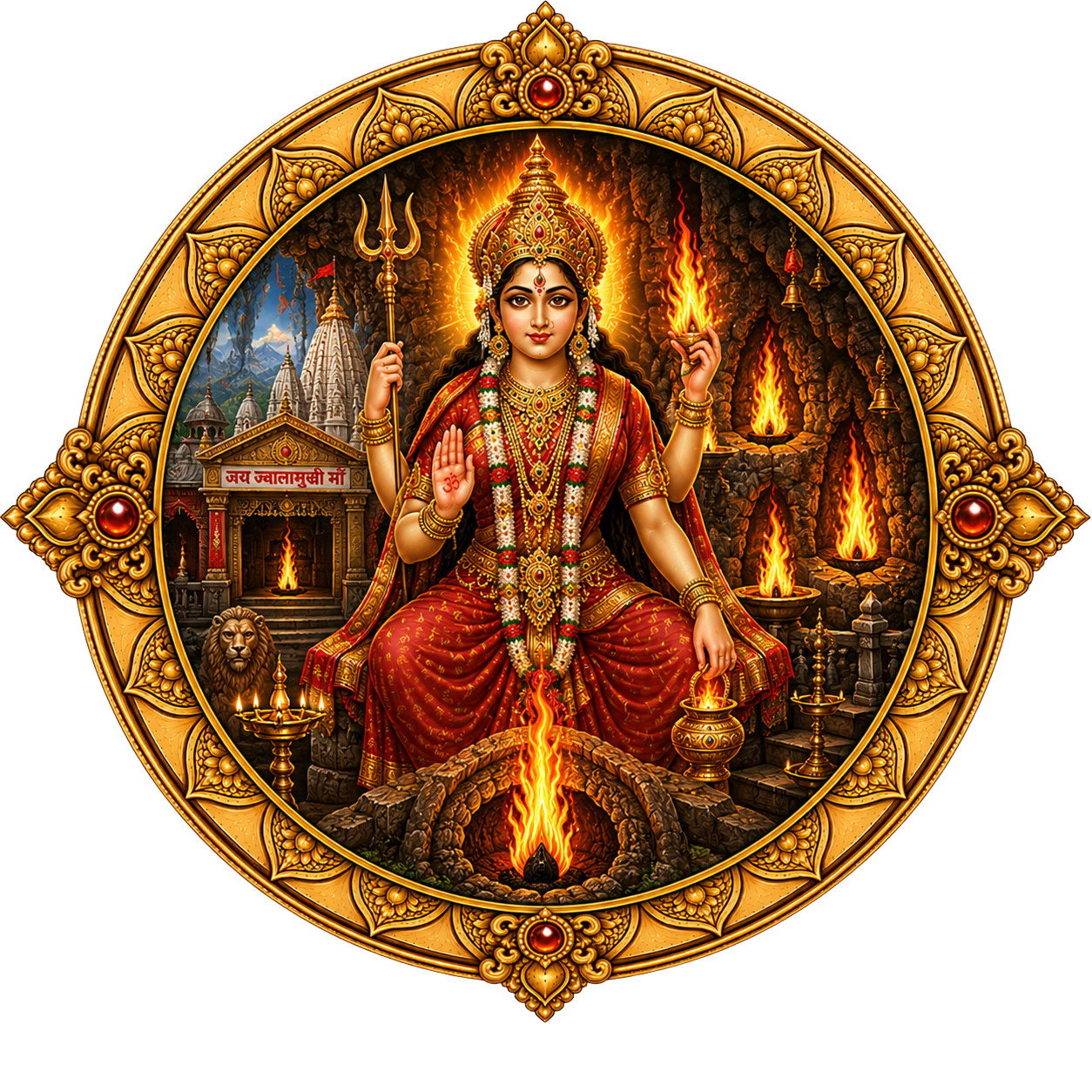 Goddess Sri Jwalamukhi Center Medallion