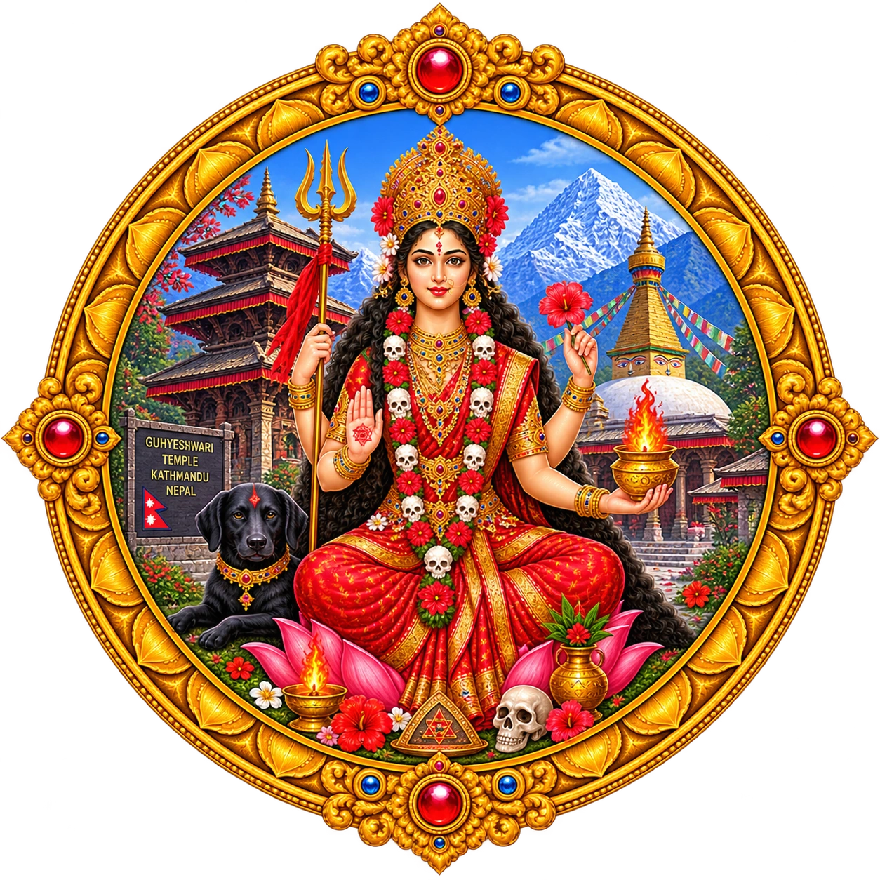 Goddess Shri Guhyeshwari Center Medallion
